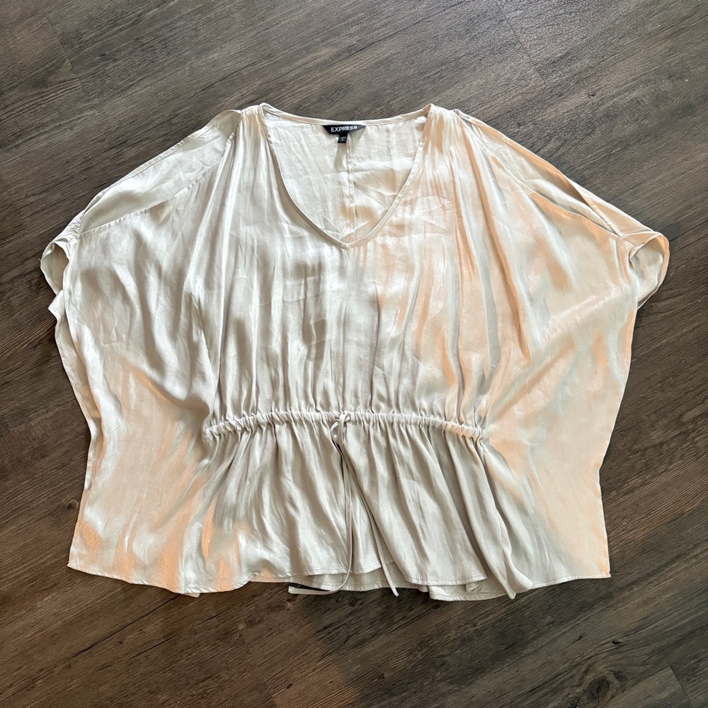 Express Cream Gathered Waist Blouse